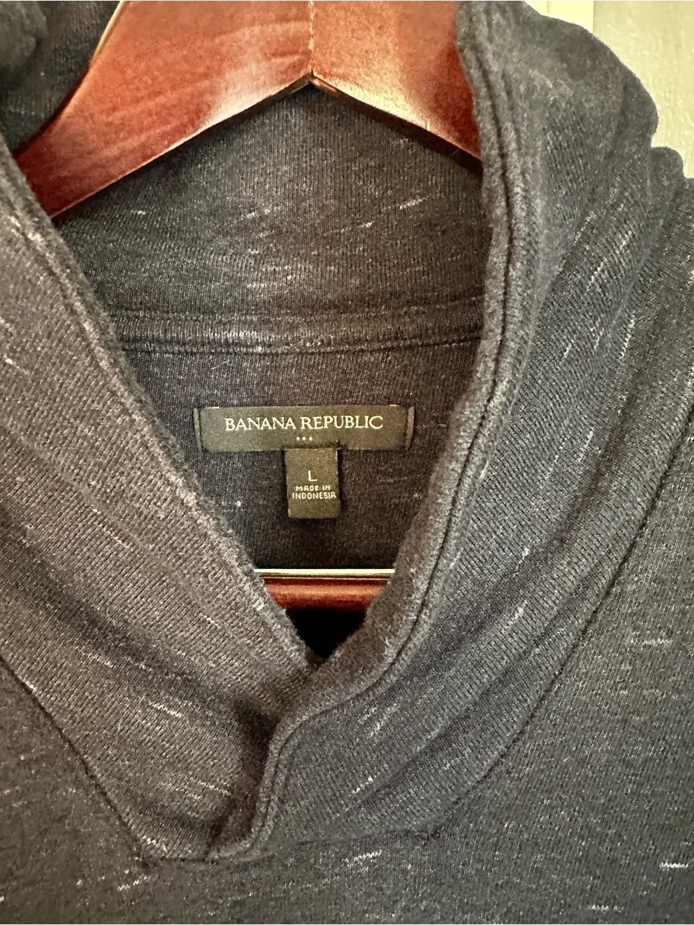 Banana Republic Men's Dark Navy Speckled Shawl-Collar Pullover